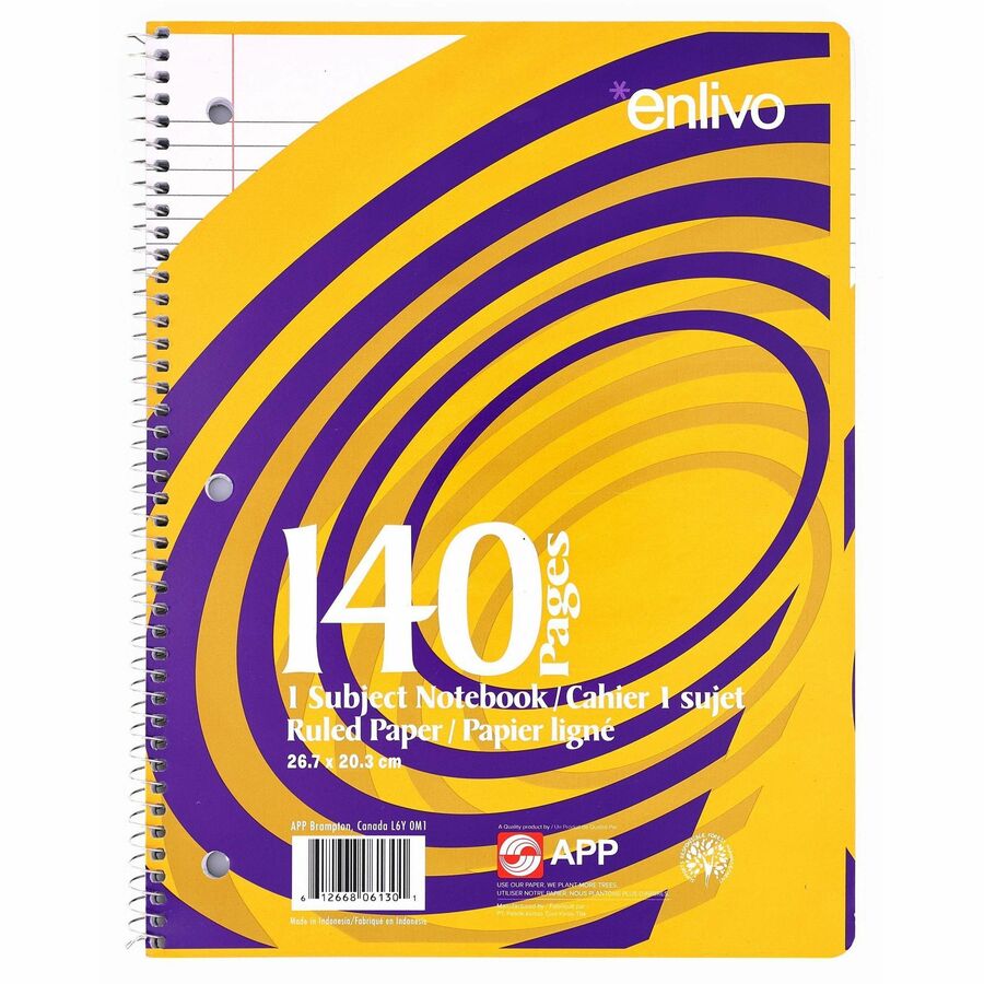 [765735] Spiral Notebook ruled, 1 subject, letter size, 140 pages