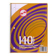 Cahier ligné à reliure spirale, 1 sujet, format lettre, 140 pages