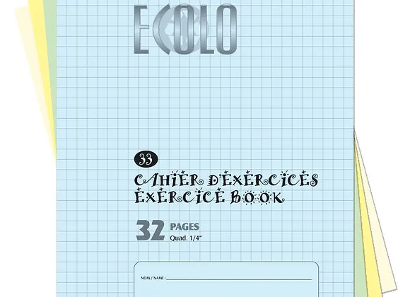 Ecolo quadruled notebook #33, 4 squares per inch, small format