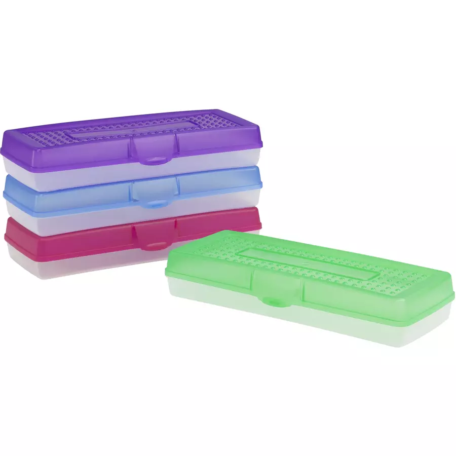 Hard Pencil Box, Clear bottom, 13,5 x 5,6 x 2,5", Ass. col.