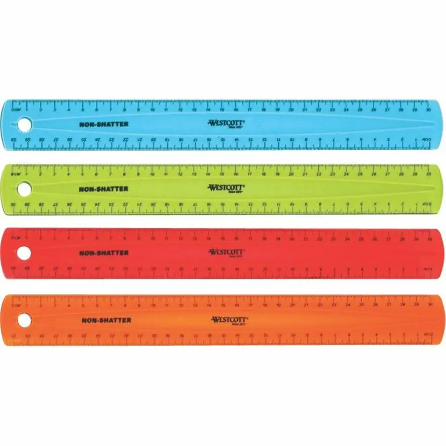 Règle inéclatable Westcott, 30 cm, coul. ass. 