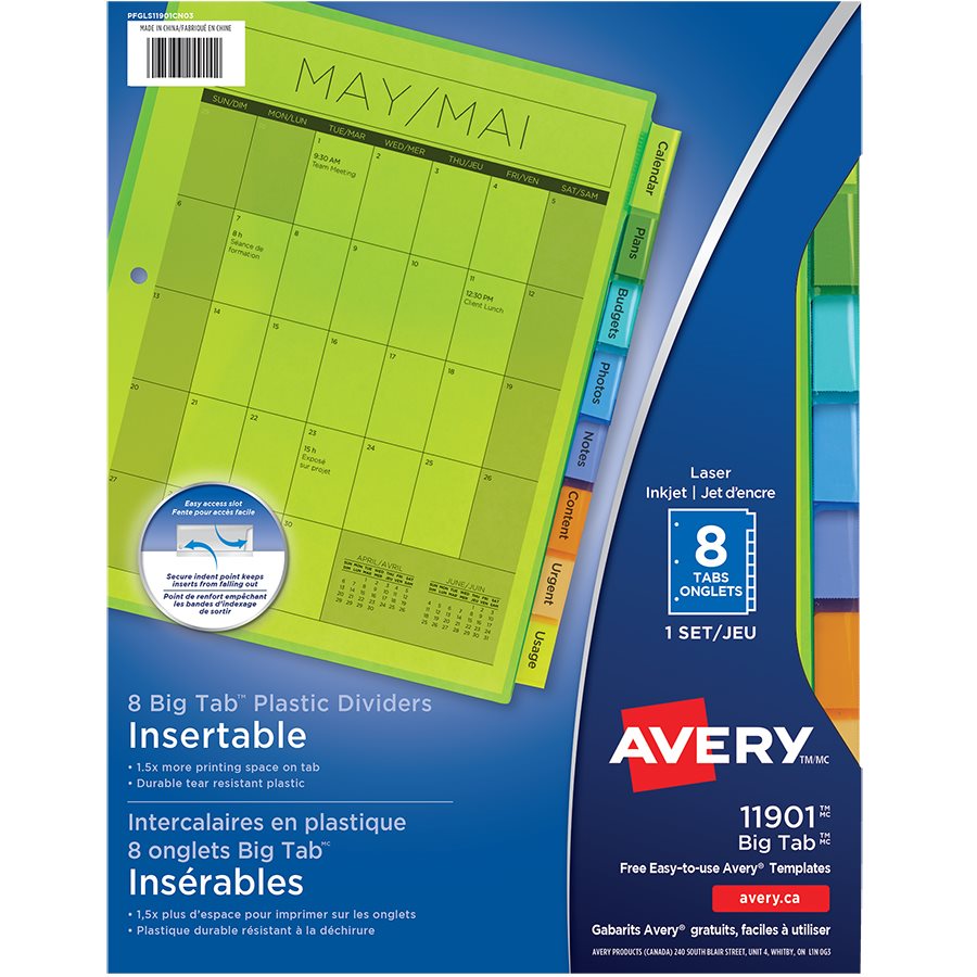 Big Tab™ Insertable Plastic Dividers (8) 