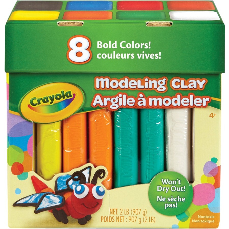 Argile à modeler Crayola, grand format, 8 batons de 4 oz (rouge, bleu, vert, jaune, brun, noir, orange, blanc)