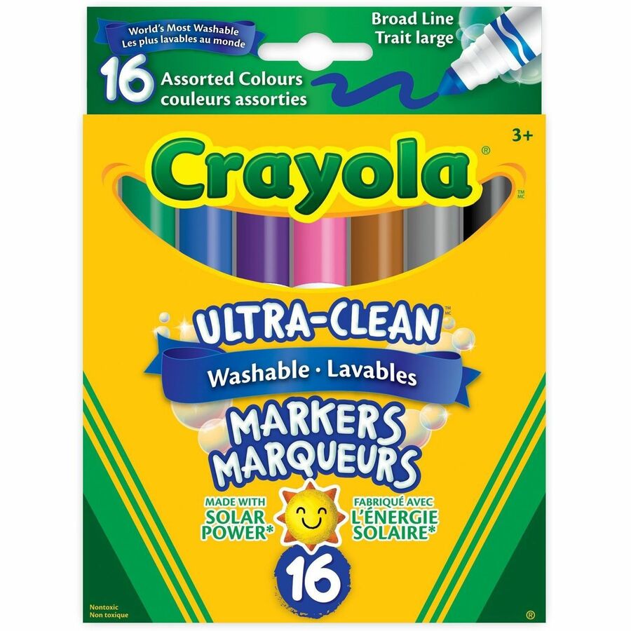 Marqueurs lavables Crayola, Trait large (Boîte de 16)