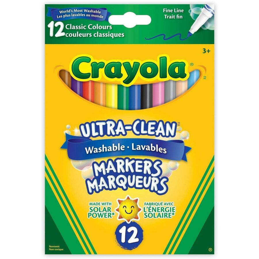 Crayola Washable Markers, Thin Tip (Box of 12)