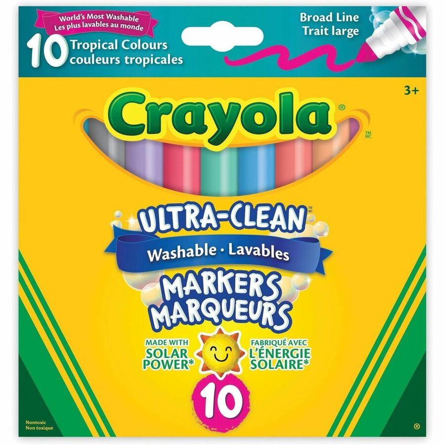 Crayola Washable Markers, Thick Tip, Tropical Col (Box of 10)