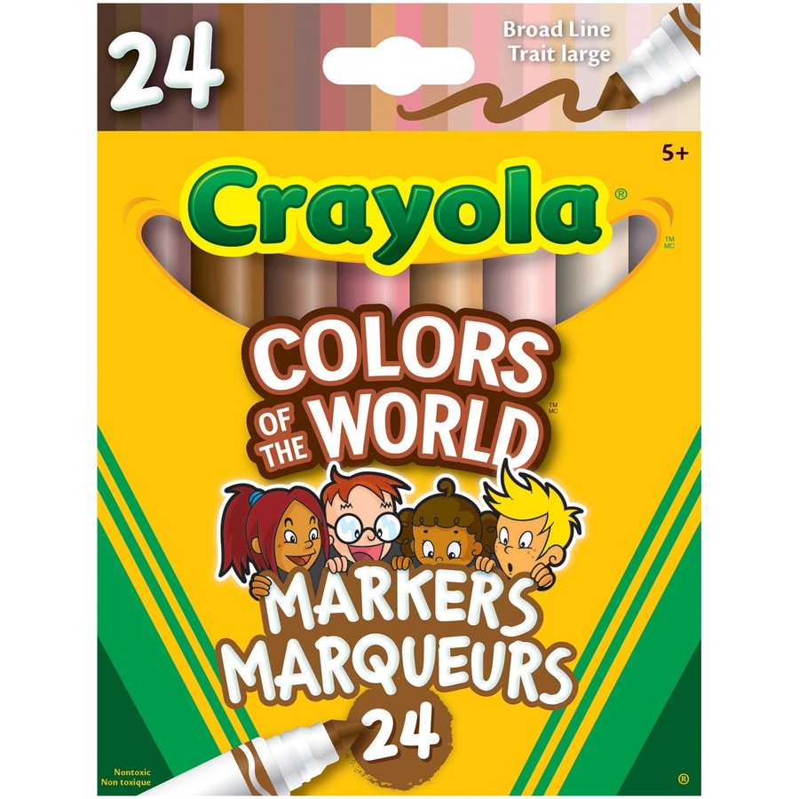 Marqueurs Crayola Colors of the World, trait large (boîte de 24)
