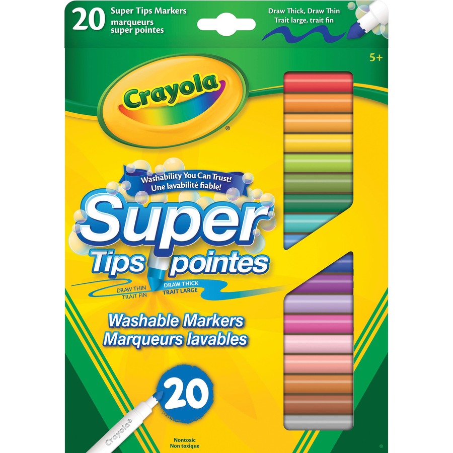 Marqueurs Crayola Super Tip, Super pointe (Boîte de 20)