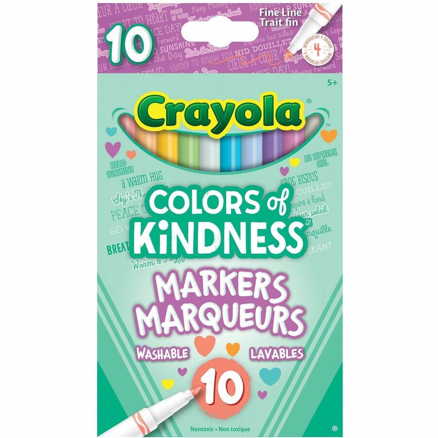 [832695] Marqueurs lavables Crayola Colors of Kindness, pointe fine, coul. pastel (boîte de 10)