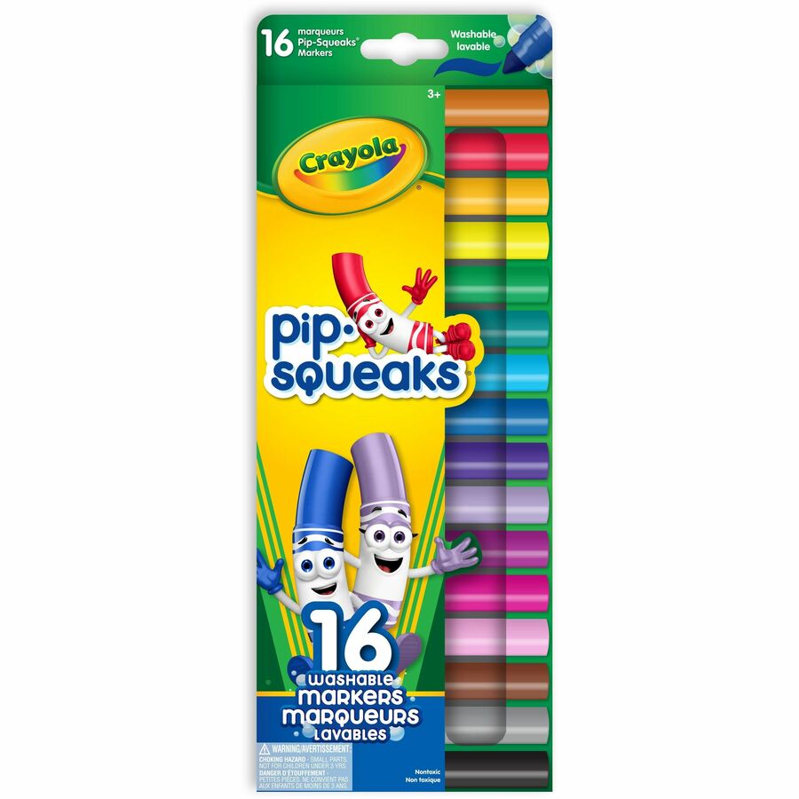 [724666] Marqueurs lavables Crayola Pip-Squeaks, mini-format (boîte de 16)