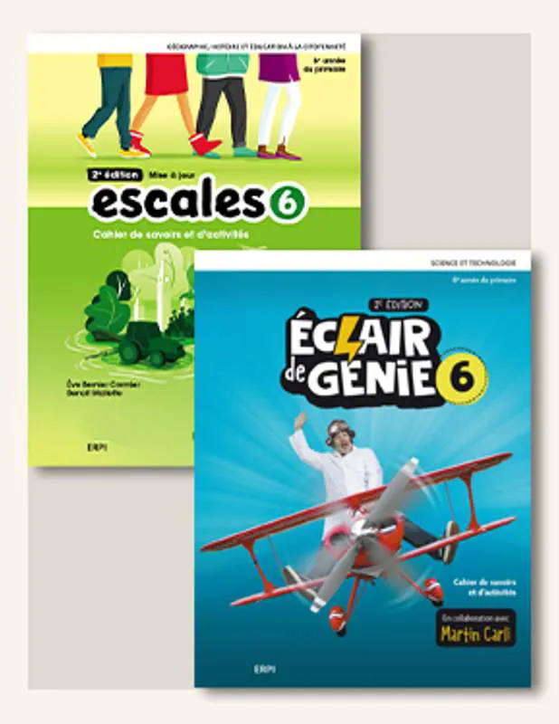 Combo des cahiers de savoirs et d'activités Éclair de génie 6 et Escales 6 avec carte plastifiée et ensembles numériques - Élève (12 mois) (9782766155286)