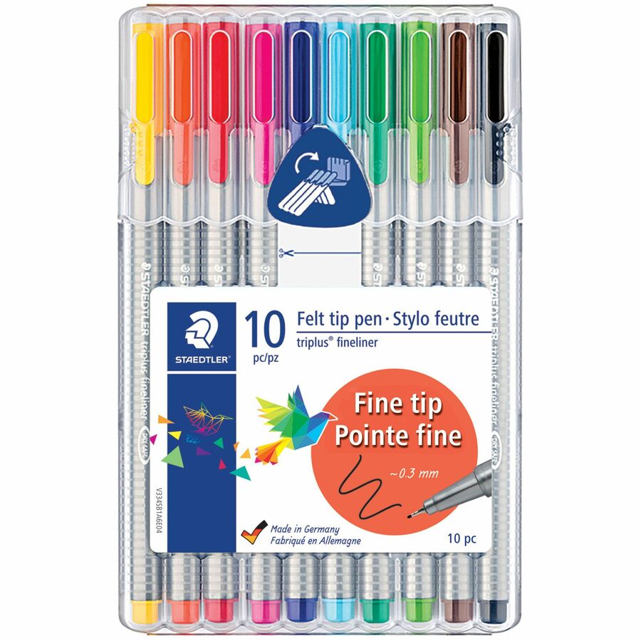 [705202] Marqueurs Staedtler Triplus Fineliner, Pointe fine (Bte de 10)