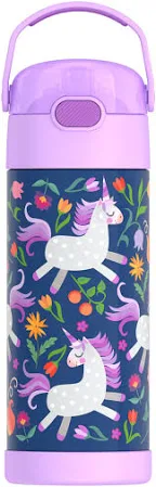 [Y836758] Bouteille d'eau FUNtainer® avec paille Thermos, 410 ml, Licorne