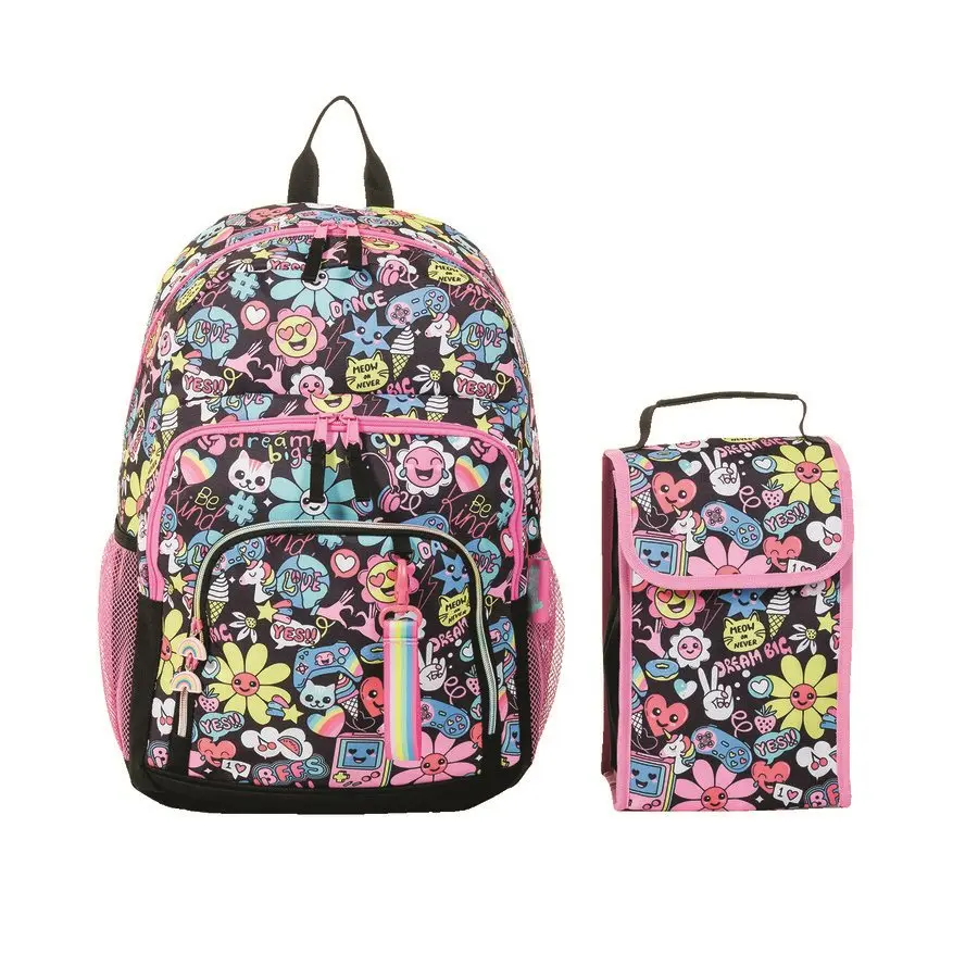 [Y836813] Backpack and Lunch Box Set, Flowers