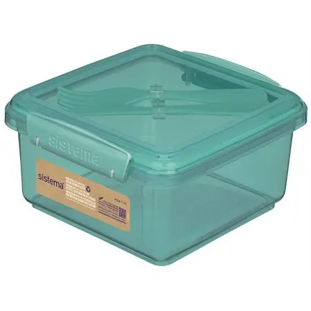 [Y836569] Boîte à repas avec couverts Sistema, Coul. ass.