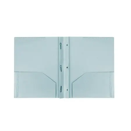 Duo-tang Execo en plastique biodégradable, avec attaches et pochettes, Bleu pâle