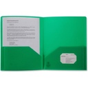 Duo-tang Oxford en plastique rigide attaches et pochettes, Vert