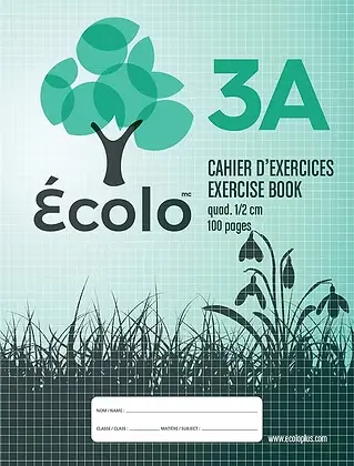 [EC3A-100] Ecolo Quadrulet Notebook #3A, 0.5, 3 holes, 100 pages