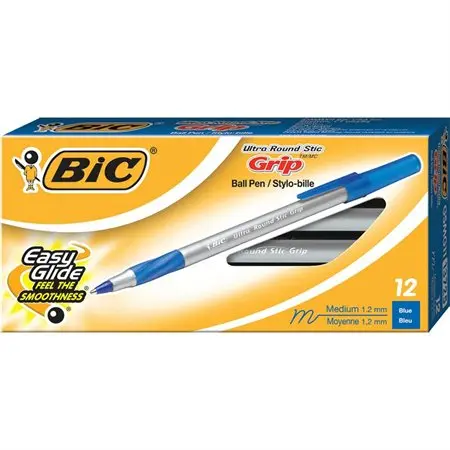 [660639] Stylos à bille Round Stic™ Grip, pte moyenne, Bleu (Bte de 12)