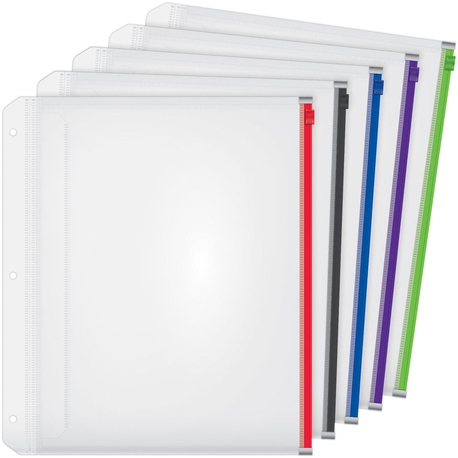 [271379] Cardinal® Zipper Binder Pockets, 3 holes (pack of 5)