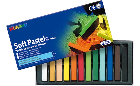 [1170257] Pastels tendres carrés Mungyo, 10 x 10 x 66 mm (boîte de 12)