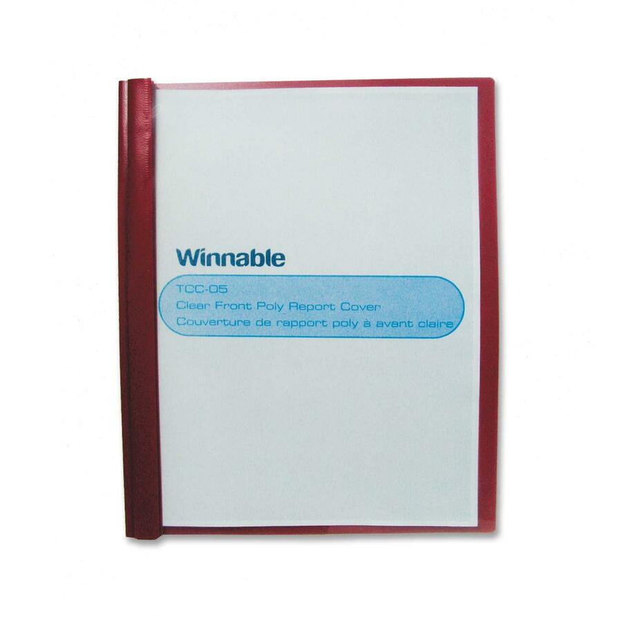 Soft Plastic Duo-tang with Fasteners, Clear Front, Red