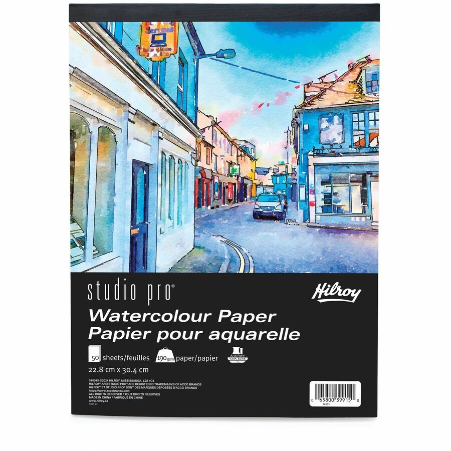 [836959] Studio Pro Watercolor Book, Acid-free, 160 gsm, 9 x 12", 50 feuilles
