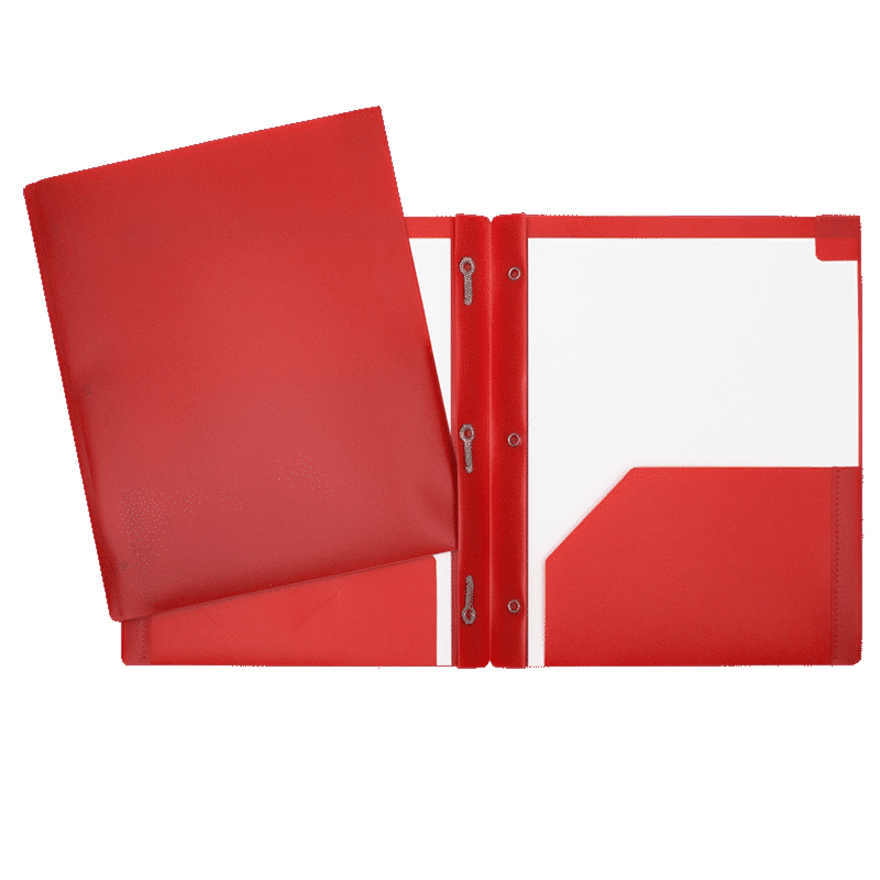 Duo-tang Plastique rigide avec attaches et pochettes