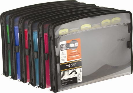 [210195] Expandable File Folder with separators and zipper closure, 7 pockets, Ass. col.