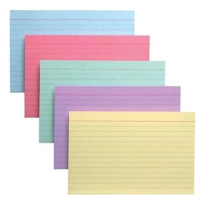 [746016] Fiches lignées multicoles, 4 × 6 pouces, Oxford (Pqt 100)