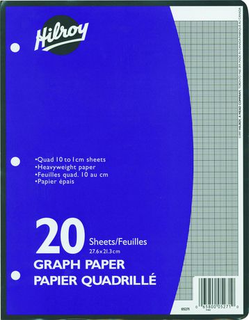 Feuilles quadrillées, 10 carreaux au cm (Pqt 20)