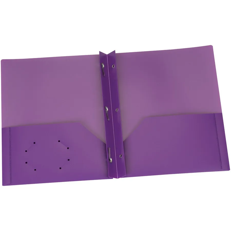 Oxford Hard Plastic Duo-tang with fasteners and pockets, Purple