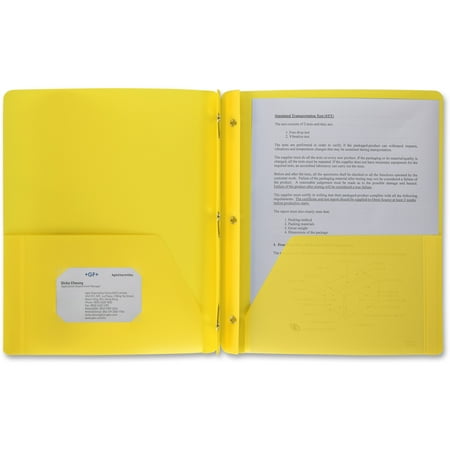 [1036855] Duo-tang Oxford en plastique rigide attaches et pochettes, Jaune
