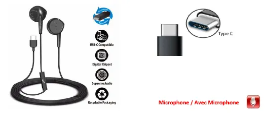 [P197338] Earbud with Mic USB-C EB96 Type-C
