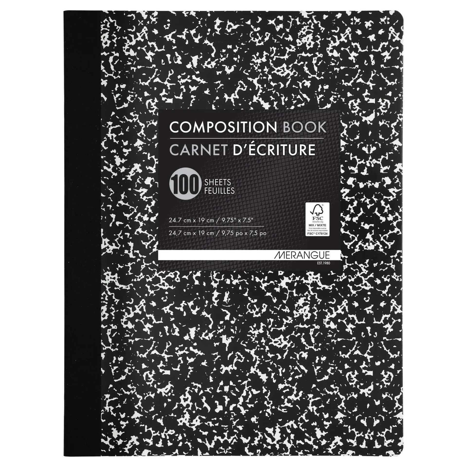 Composition book 9-3/4″ x 7-1/2″ (200 pages), Wide ruled
