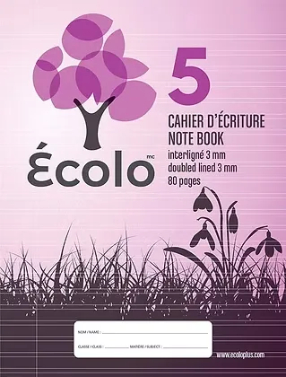 [EC580] Cahier Écolo #5, Interligné 3mm, Margé, 3 trous, 80 pages
