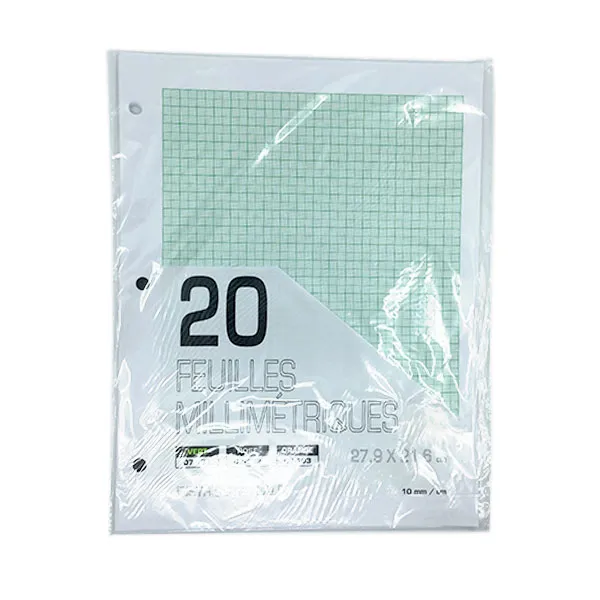 [ALIX1] Feuilles millimétiques (paquet de 20 fls)