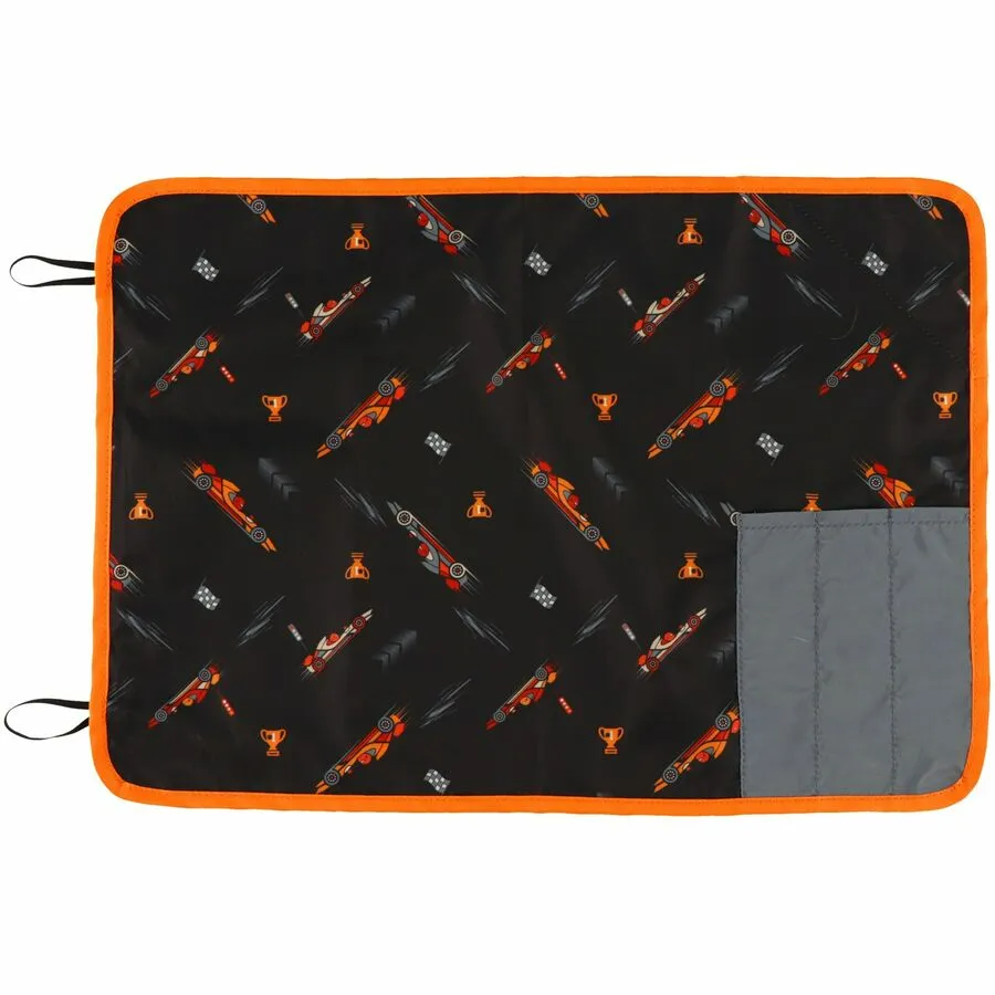 [845802] Nano polyester placemat with utensil pocket (Noir et orange)