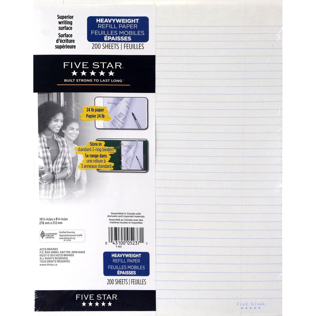 [135798] Five Star Reinforced Loose-Leaf Paper (200-Pack)