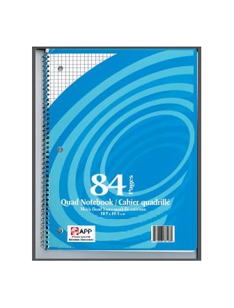 Cahier quadrillé spiralé, 5mm, 84 pages