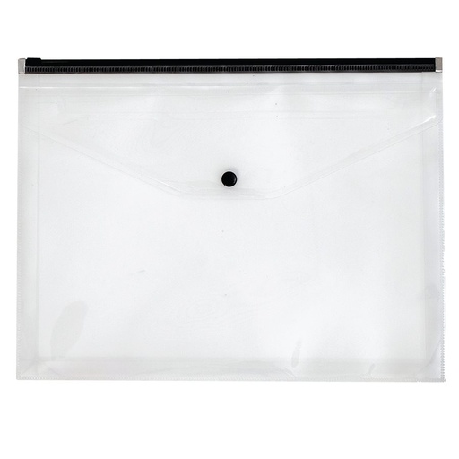 Large Protective Horizontal plastic envelope with zipper closure. Clear. 13 x 10 in.