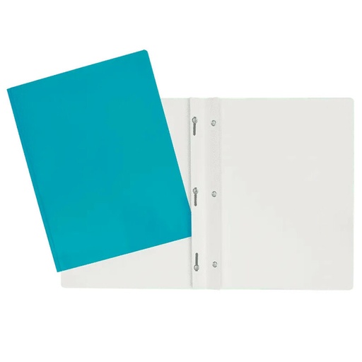 Laminated Cardboard Duo-tang with Fasteners, Aqua