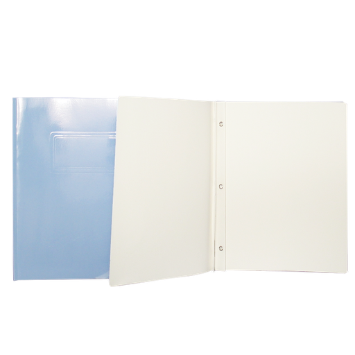 Laminated Cardboard Duo-tang with Fasteners, Light Blue