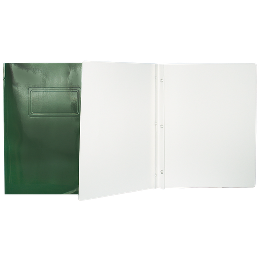 Laminated Cardboard Duo-tang with Fasteners, Dark Green