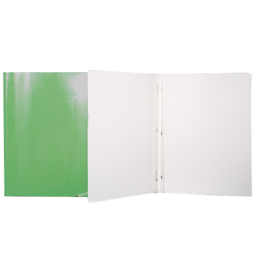 Laminated Cardboard Duo-tang with Fasteners, Light Green