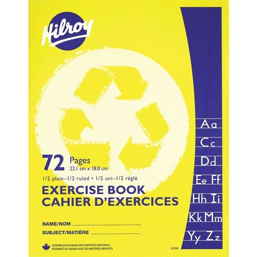 Exercise Book 1/2 Plain - 1/2 Ruled (12-150), 72 pages, Yellow