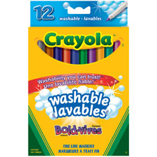 Marqueurs lavables «Crayola», Trait fin (Boîte de 12)