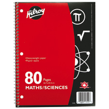 Cahier spirale math/science, 80 pages