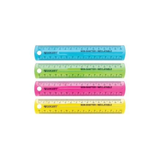 Metric Clear plastic Ruler, 15 cm, Ass. colours