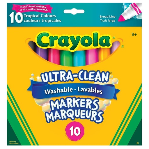 Crayola Washable Markers, Thick Tip, Tropical Col (Box of 10)